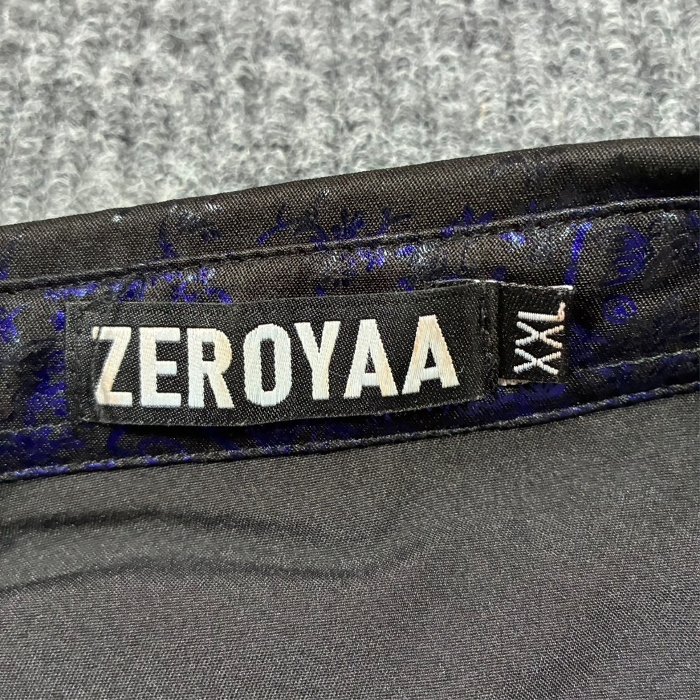 ZERoyaa Dress Shirt Mens 2XL Black Purple Floral Button Up Party Clubwear - Picture 3 of 8